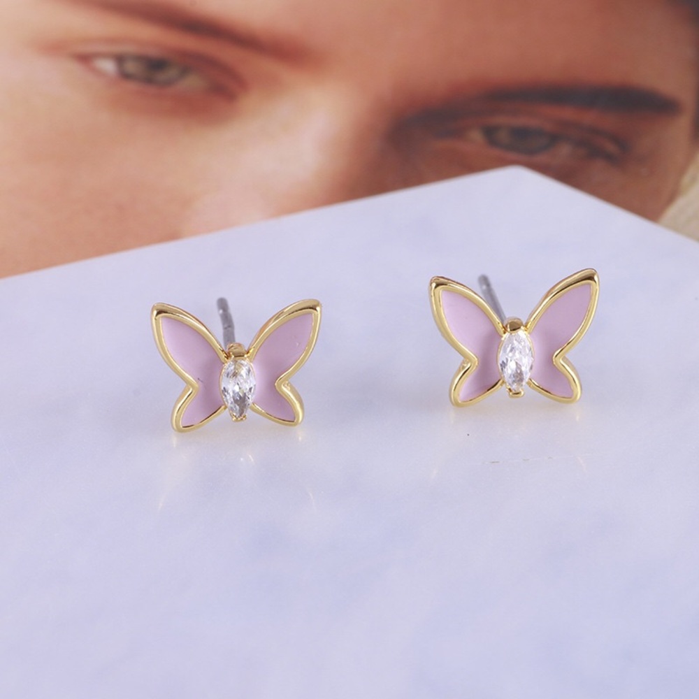 Kate Spade Sweet Enamel Butterfly Stud Earrings with Sparkling Crystals